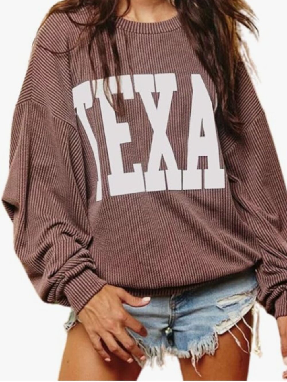 Texas Womens Sweatshirt CrewneckGraphic Print Drop Shoulder Pullover Shirts Tops